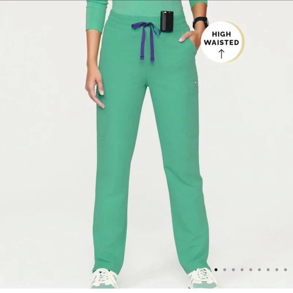 FIGS Yola High Waisted Skinny Scrub Pants Surgical Green Size Medium Tall